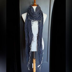 New Auth Chan Luu Polka Dot Print Cashmere Silk Scarf Total Eclipse/Eggshell